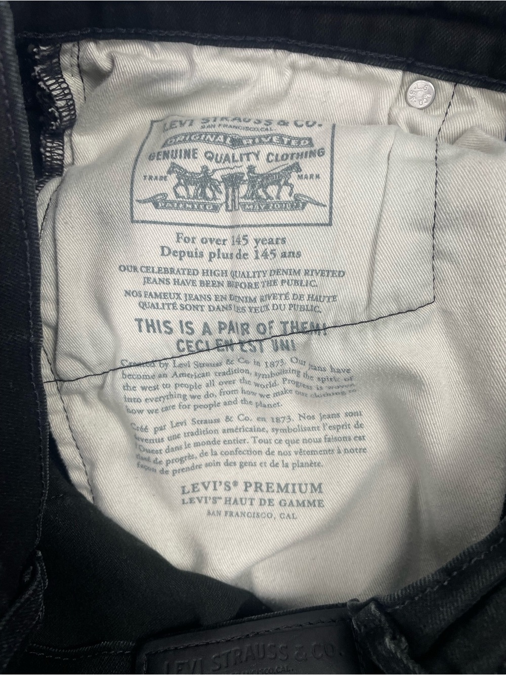 Levi’s Premium 511 Slim Fit Water<Less Black Jeans 32 x 32 - Picture 5 of 7